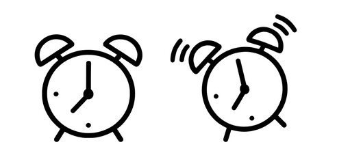 Alarm Clock Icon Simple Line Vector of Ringing Clock in Modern Outline Style