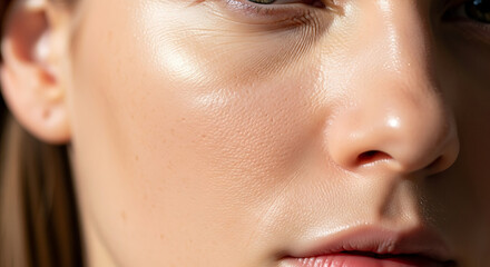 Fototapeta premium Radiant Skin: A Close-Up Portrait of Natural Beauty