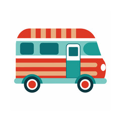 retro vintage vertical striped camper van vector icon