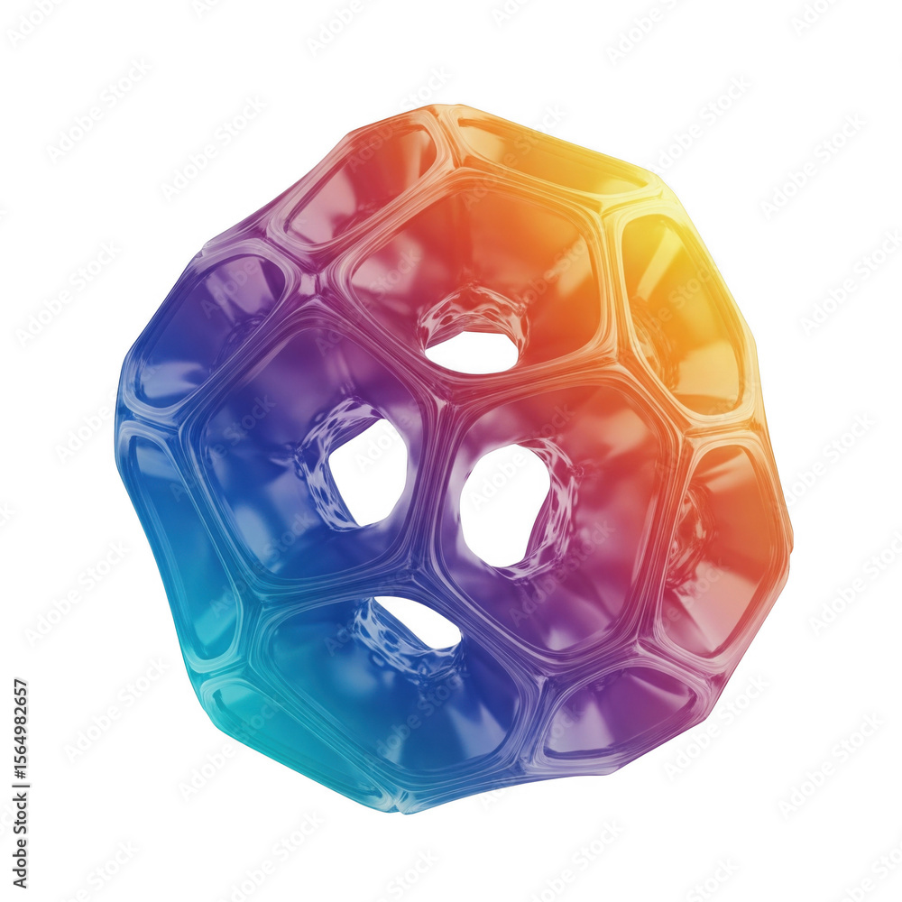 Fototapete abstract multicolored geometric shape with cellular structure and central cavities