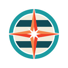 retro vintage vertical striped compass vector icon