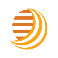 retro vintage vertical striped crescent moon vector