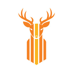 retro vintage vertical striped deer antlers vector