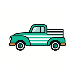 Fototapeta premium retro vintage vertical striped pickup truck vector