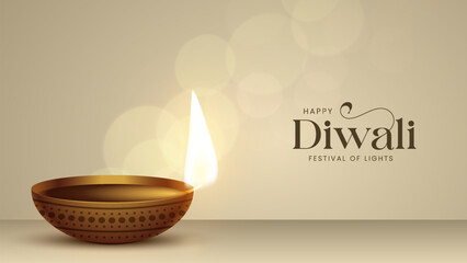 Happy Diwali - festival of lights colorful poster template design with decorative diya lamp. vector illustration.  Indian festival of lights Happy Diwali, holiday Background, Diwali celebration.
