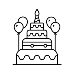 Birthday Card Vector Outline Drawing