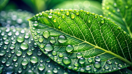 water drops on green leaf
