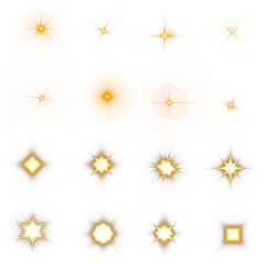 Set Falling star png, Gold silver blue star light. Yellow light effect. Shining light with yellow gold color. Png spotlight spark.