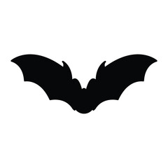 Bat Silhouette Vector, Black Flying Bat Icon for Halloween Spooky Designs.