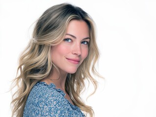 Naklejka premium Stunning blonde woman portrait. Perfect for beauty, fashion, and lifestyle projects. Ideal for websites, advertising, and more.