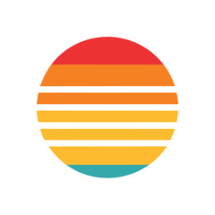 rounded sunset icon with horizontal retro stripes