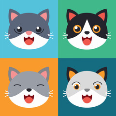 Minimalist Cat Emotion Icons Set