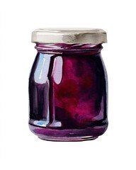 glass jar of jam redcurrant watercolor illustration