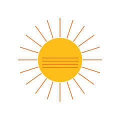simple horizontal line sun in retro style vector icon