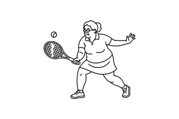 Hand drawn illustrations plus size individuals engaged in sport or fitness activities