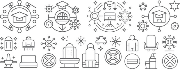 COVID-19 Educational and Work Environment Safety Icons