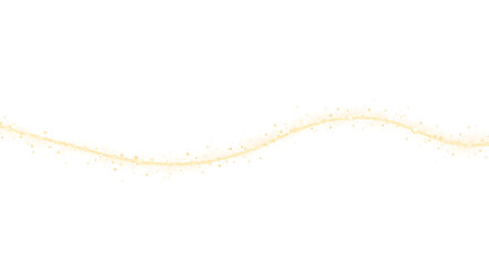 Golden shimmering wavy line with scattered particles wave light
