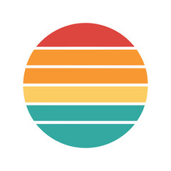 soft color vintage sunset with layered retro stripes