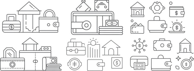 Comprehensive Financial Icons for Savings, Investments, and Wealth Management