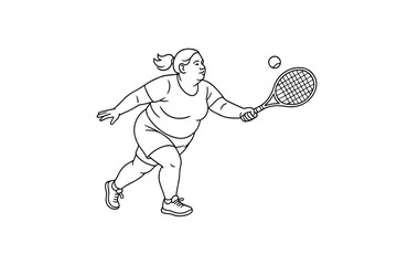 Hand drawn illustrations plus size individuals engaged in sport or fitness activities