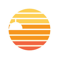 soft retro striped background with centered sun vector