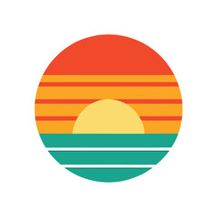 soft retro sunset icon with symmetrical color bands
