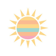 soft retro sun symbol with pastel color stripes vector