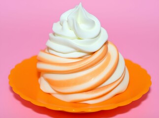 Whirl of Delight: A sweet swirl of delectable, fluffy, cream, a visually pleasing, creamy dessert creation on plate