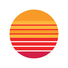 soft retro sunset with horizontal stripes and circular design
