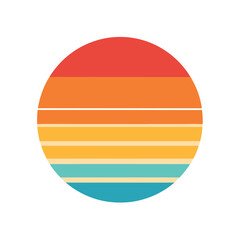 soft tone retro sunset circle with smooth stripe transitions