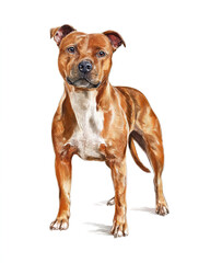 Obraz premium american staffordshire terrier isolated on white illustrated on white