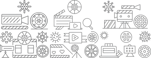 Film industry reels from pandemic impact in outline vector