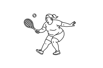 Hand drawn illustrations plus size individuals engaged in sport or fitness activities