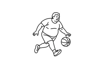 Hand drawn illustrations plus size individuals engaged in sport or fitness activities