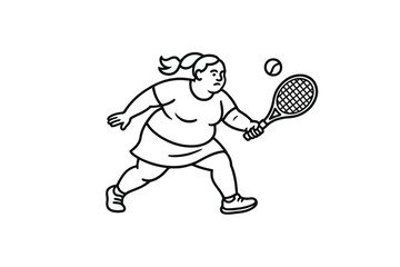 Hand drawn illustrations plus size individuals engaged in sport or fitness activities