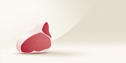 3D illustration of a stylized piece of meat on a soft gradient background, showcasing the texture and color variations, ideal for culinary or food-related design projects