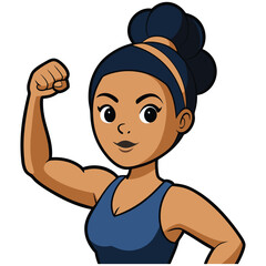 Strong and Confident Woman Flexing Her Biceps