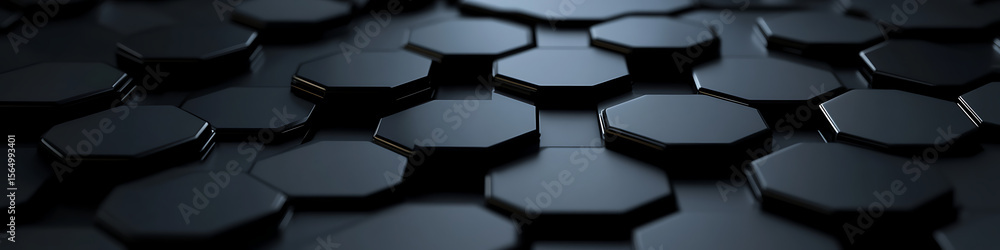 Fototapete black abstract background with a hexagonal pattern, 3d rendering. abstract black wallpaper with a he