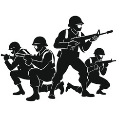 vector illustration of a group of soldier