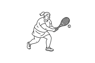 Hand drawn illustrations plus size individuals engaged in sport or fitness activities