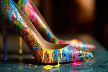 close up of colorful shoes
