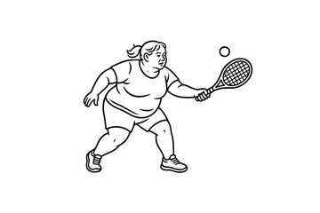 Hand drawn illustrations plus size individuals engaged in sport or fitness activities