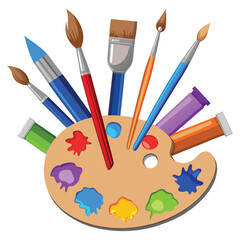watercolor paints and brush illustration