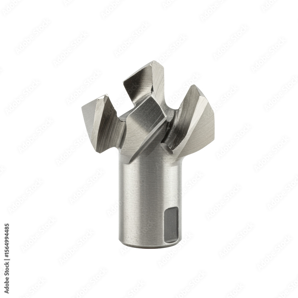 Aufkleber a polished hardened steel forstner drill bit with a sharp central pilot point and cutting spurs on a