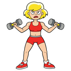 Female Athlete Lifting Dumbbells