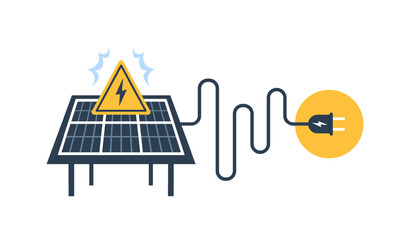 Solar panel and sun icon, autonomous electricity, source of energy,flat design icon vector illustration