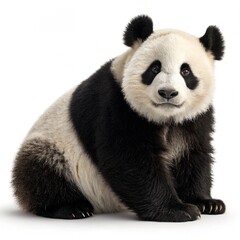 Fototapeta premium giant panda eating bamboo isolated