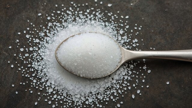 Tablespoon overflowing with granulated sugar delight