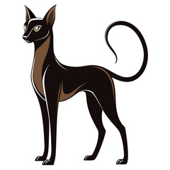 Elegant Siamese Cat Silhouette with Long Tail and Pointed Ears