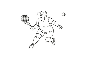 Hand drawn illustrations plus size individuals engaged in sport or fitness activities